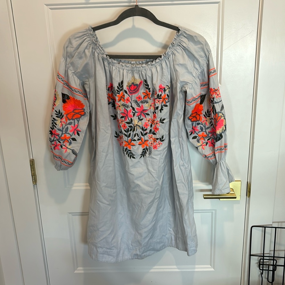 Blue printed free people dress